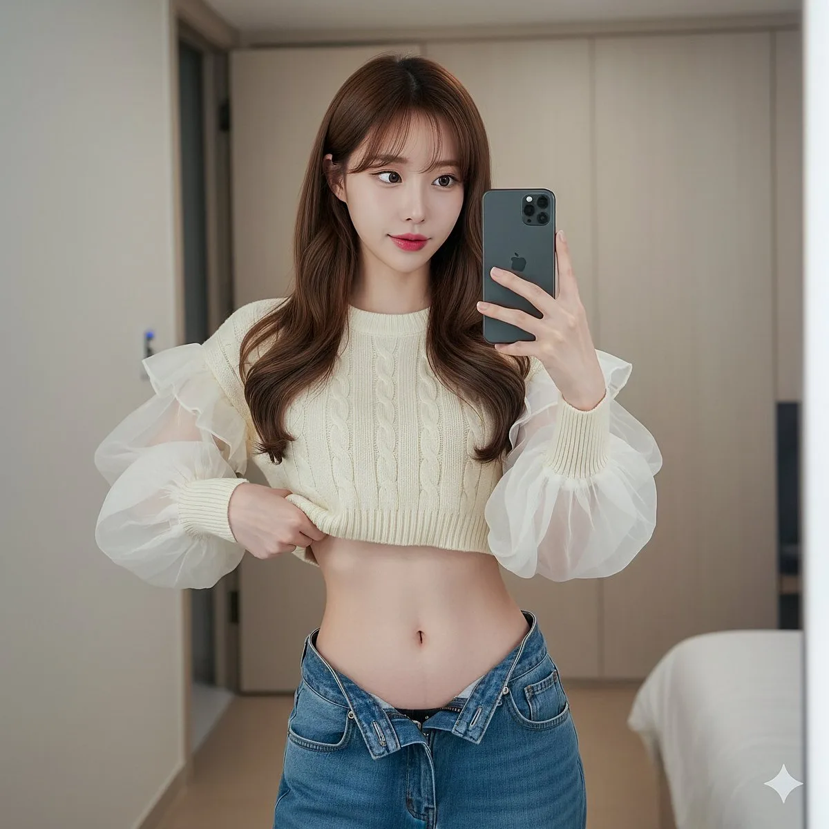 เซลฟี่หน้ากระจกในห้องนอน สไตล์เกาหลี 1