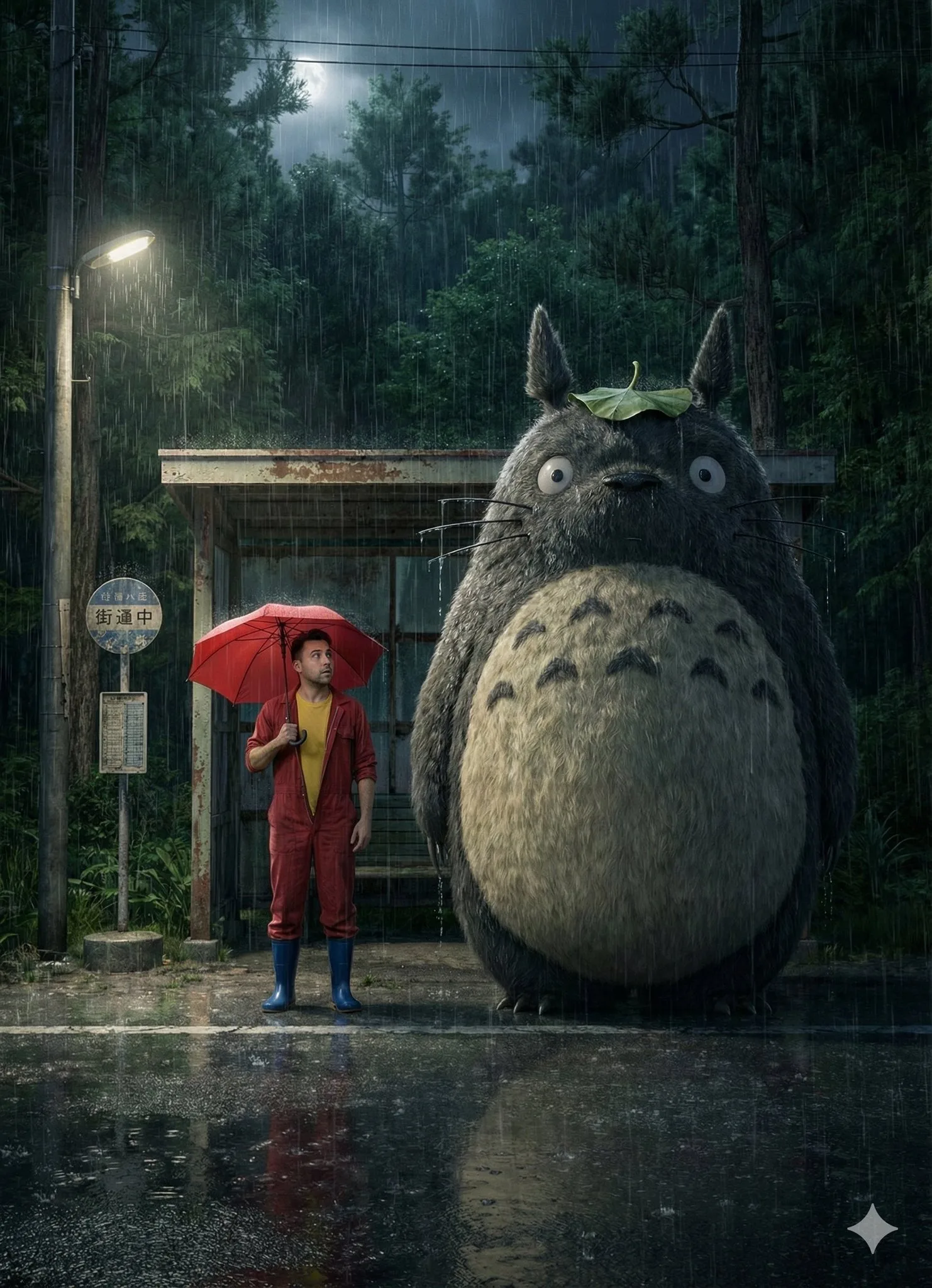 โทโทโร่กลางสายฝนที่ป้ายรถเมล์ญี่ปุ่นชนบท 1