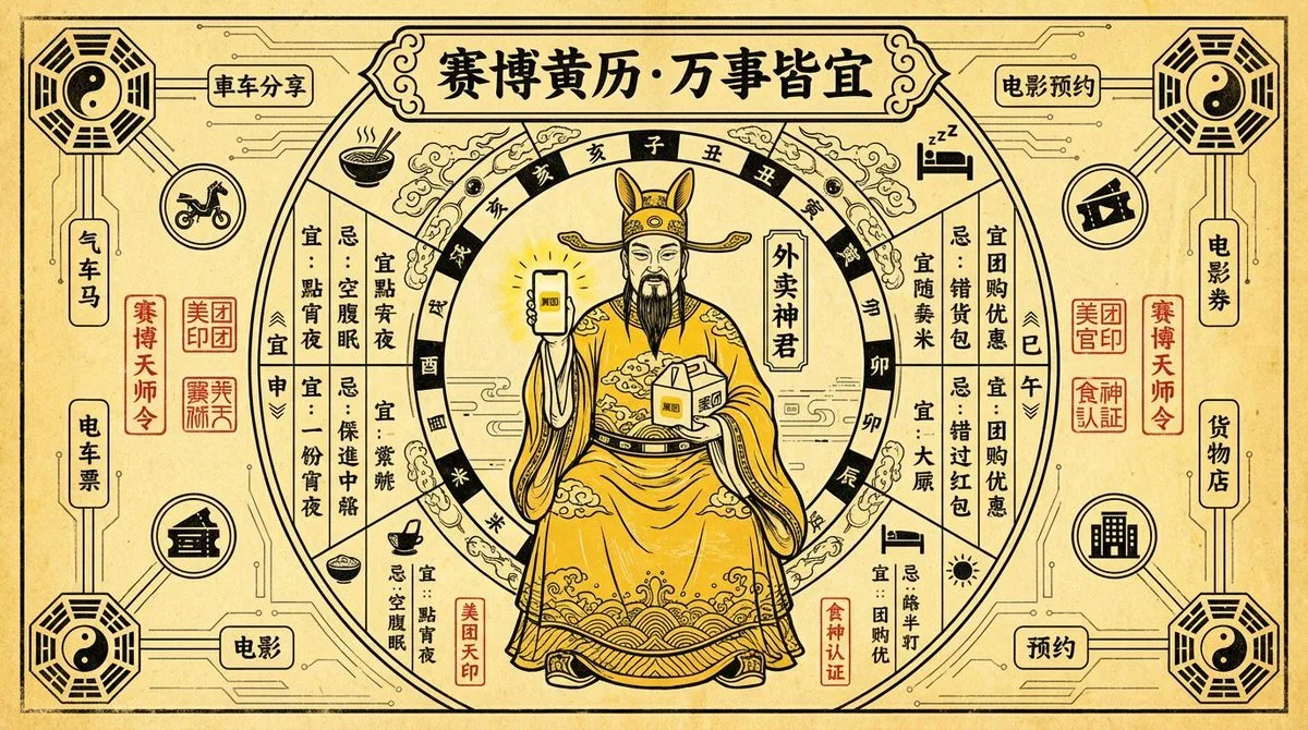 ไซเบอร์ปฏิทินจีน: โปสเตอร์ Meituan สไตล์ล้ำยุค 1