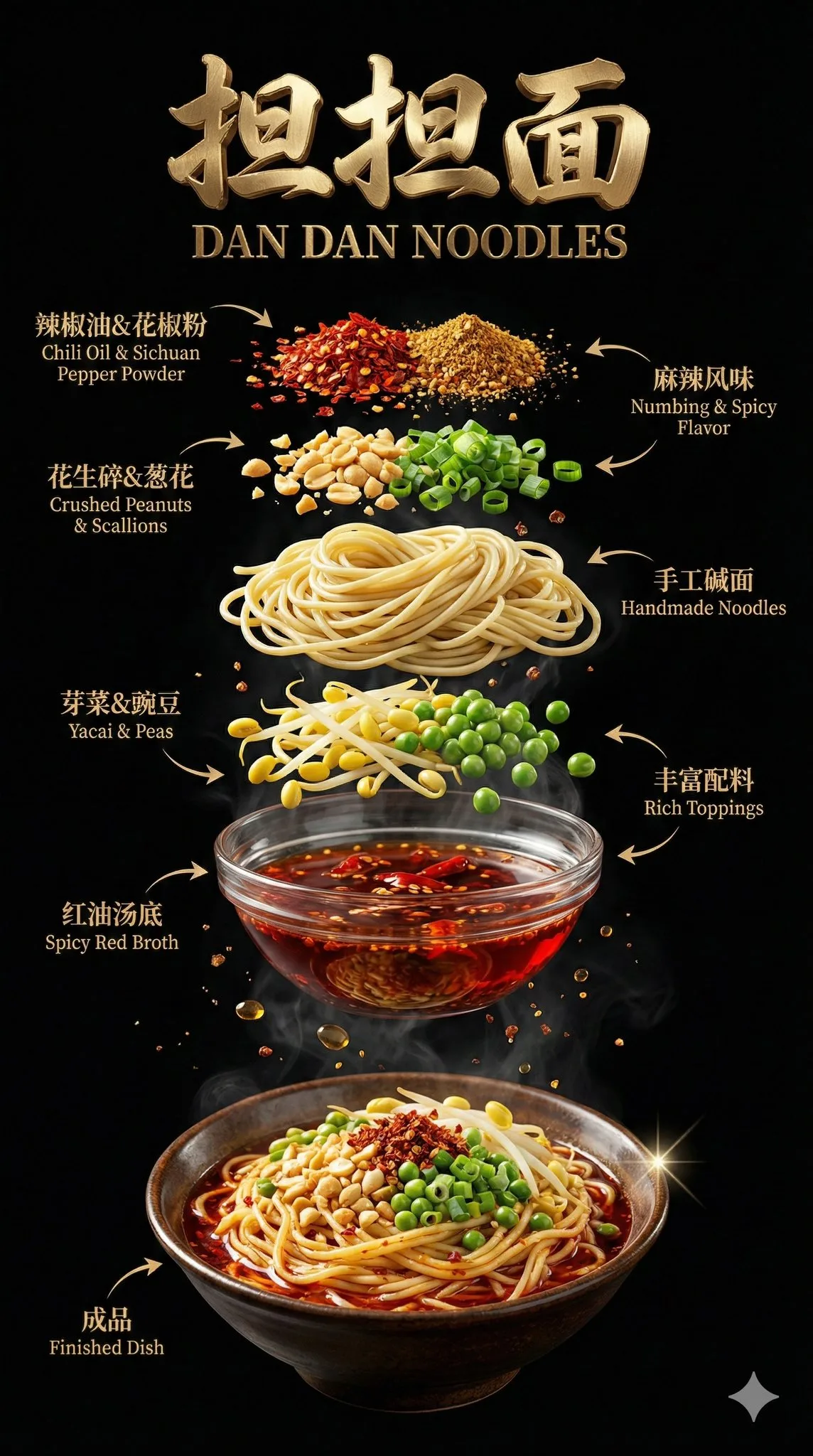 โปสเตอร์พรีเมียมบะหมี่ต้มยำเสฉวนแบบแยกส่วน 1