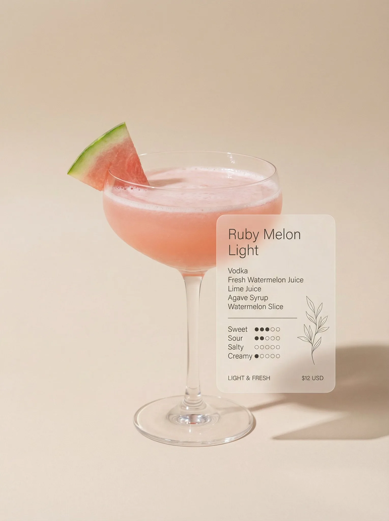 ค็อกเทลแบบมินิมอล: Ruby Melon Light 1