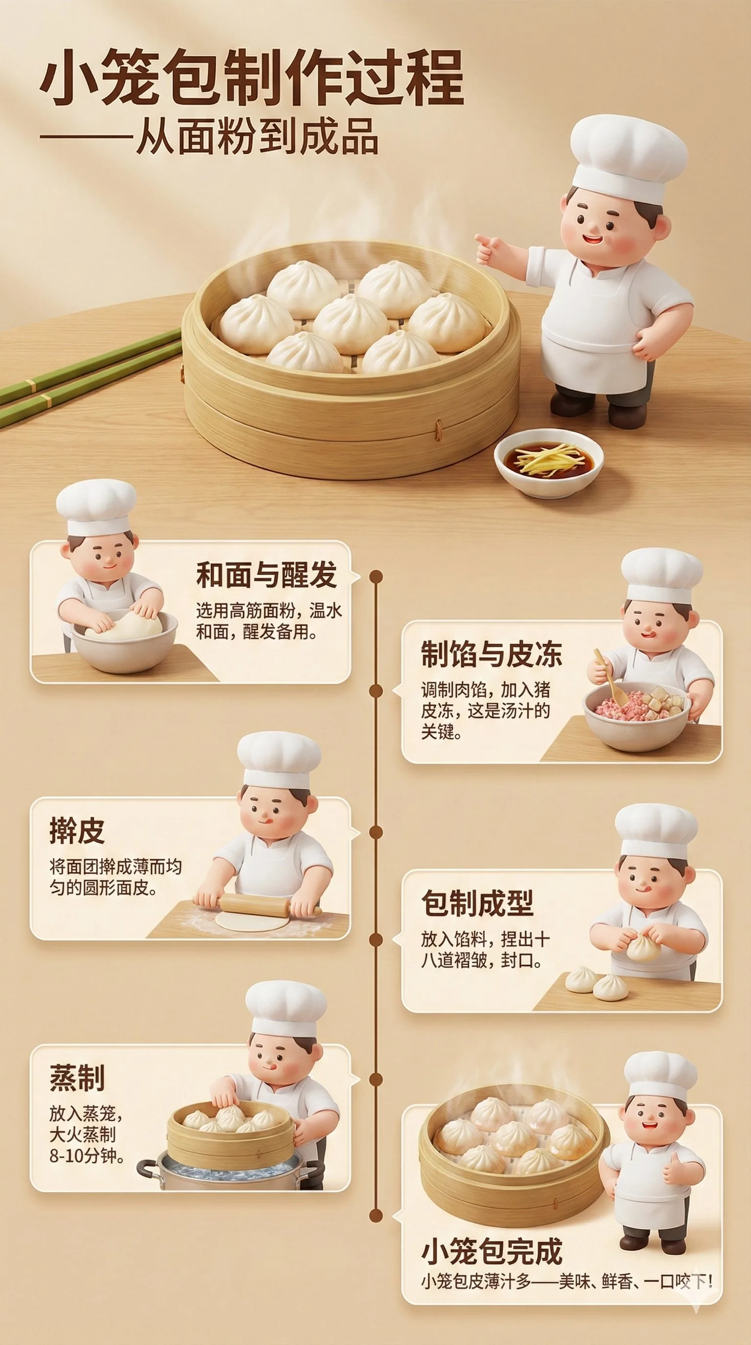ขั้นตอนทำเสี่ยวหลงเปา 3D ละเอียดสูง 1