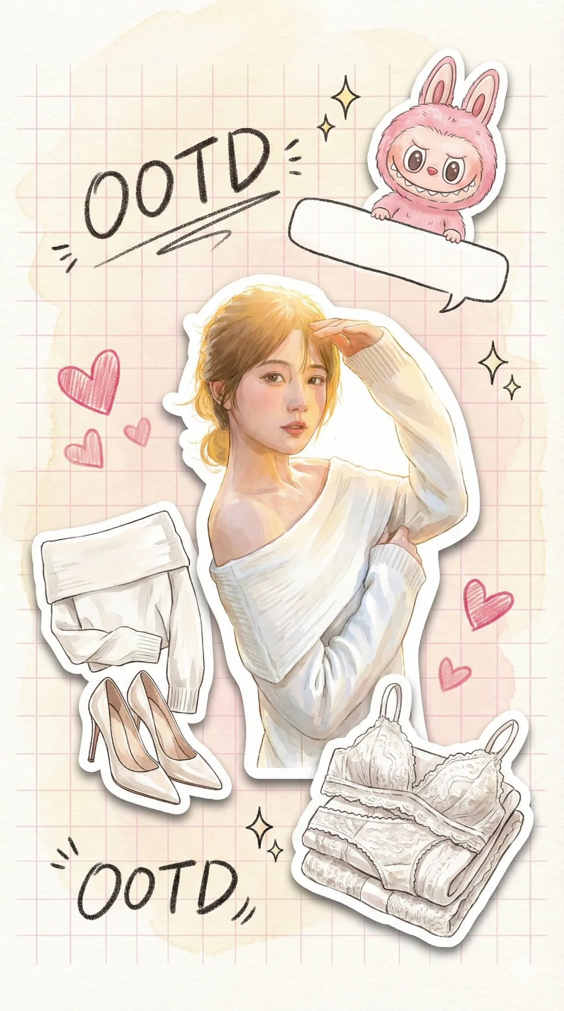 สมุดแพลนเนอร์สีครีมสไตล์ภาพสีน้ำ 1