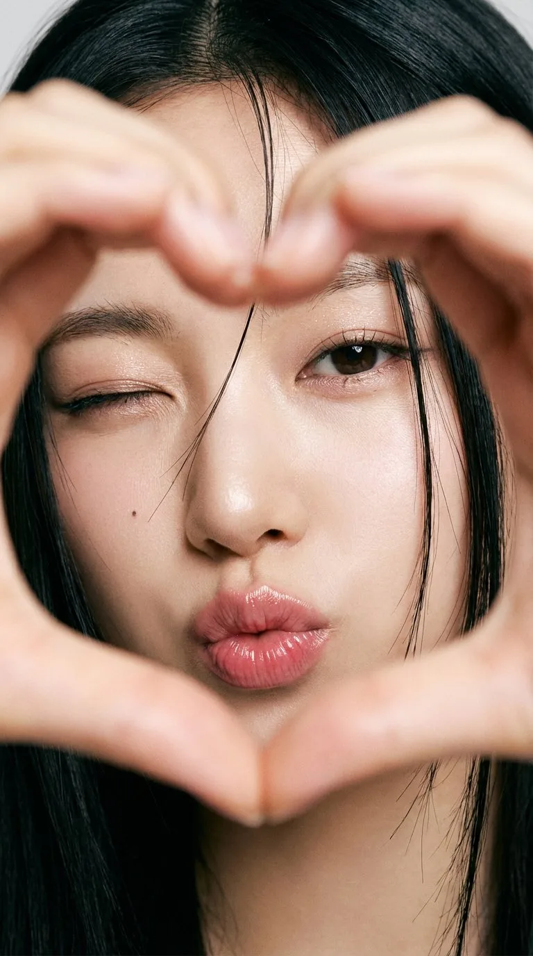 สาวเอเชียทำมือรูปหัวใจ 1