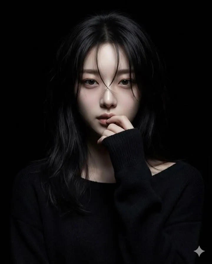 ภาพพอร์เทรตหญิงสาวอนิเมะสมจริง ฉากมืด ลึกลับ 1