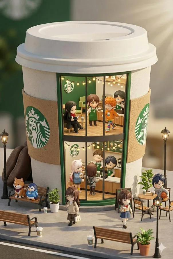 ร้านสตาร์บัคส์จิ๋วสไตล์ Q-เวอร์ชัน 3D 1