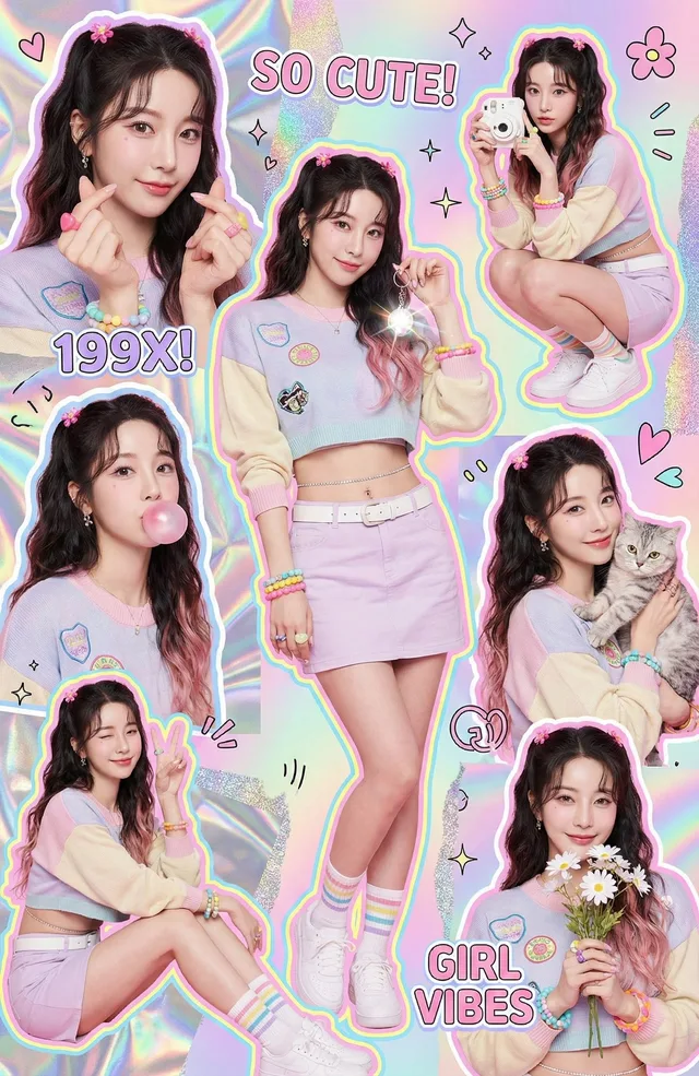 โปสเตอร์สมุดภาพ Y2K สีสันสดใส