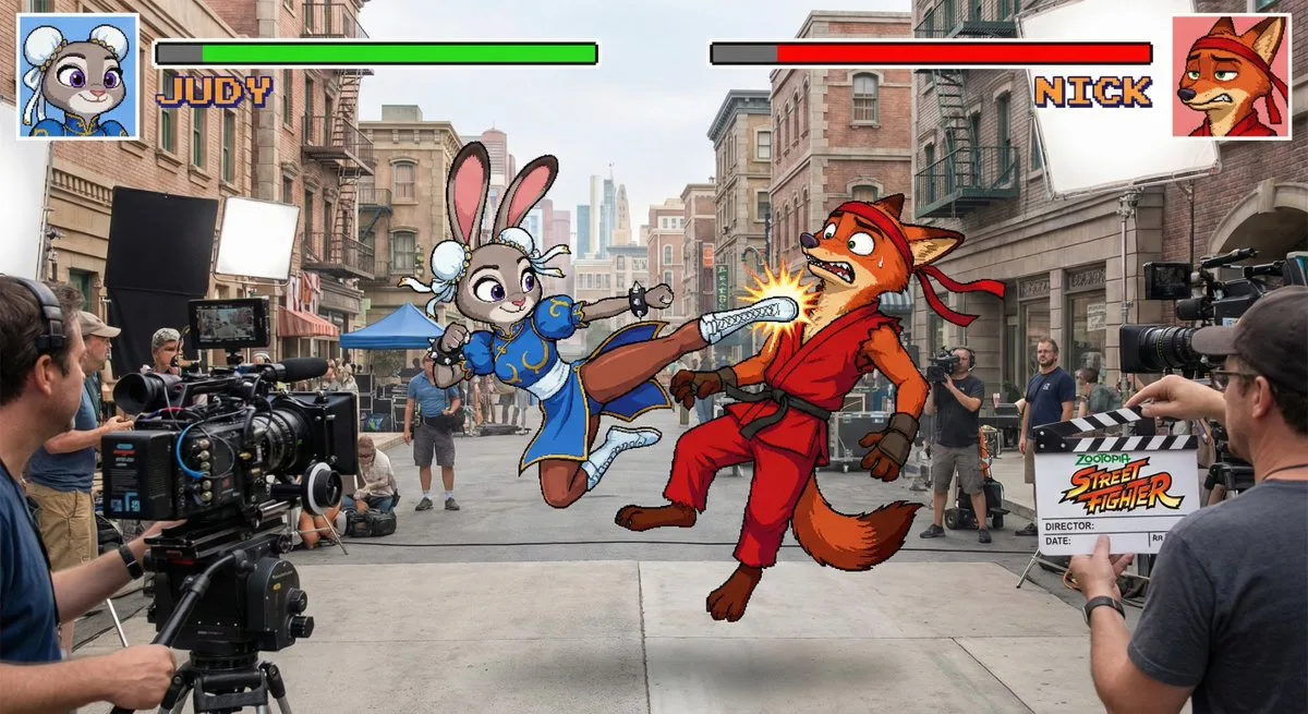 จูดี้เป็นชุนลี นิคเป็นลิตเติ้ลเรด: Zootopia ปะทะ Street Fighter 1