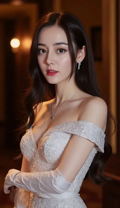 เจ้าสาวชุดลูกไม้ขาว ถุงมือ สร้อยคอ ต่างหู 1