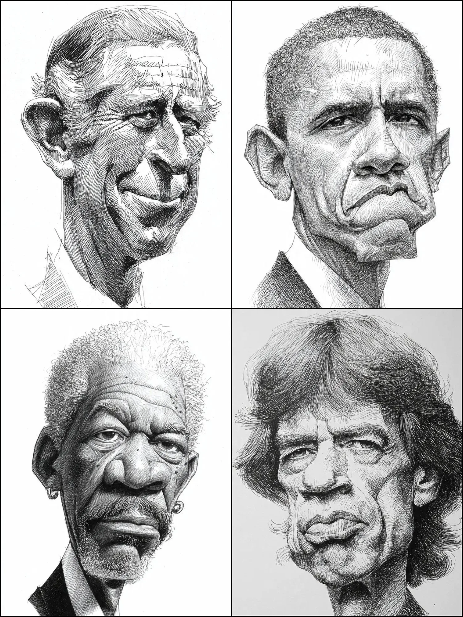 ภาพสเก็ตช์การ์ตูนขาวดำแบบแฮนด์เมด 1