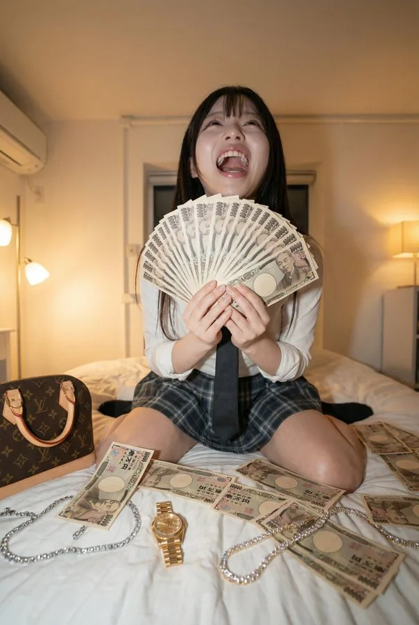 คนนั่งขอบเตียงถือเงิน 1