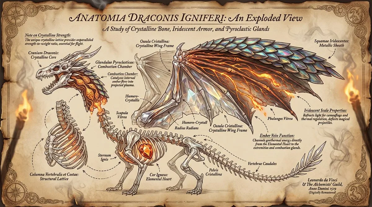 กายวิภาคของมังกร: ภาพวาดระเบิดชิ้นส่วน 1