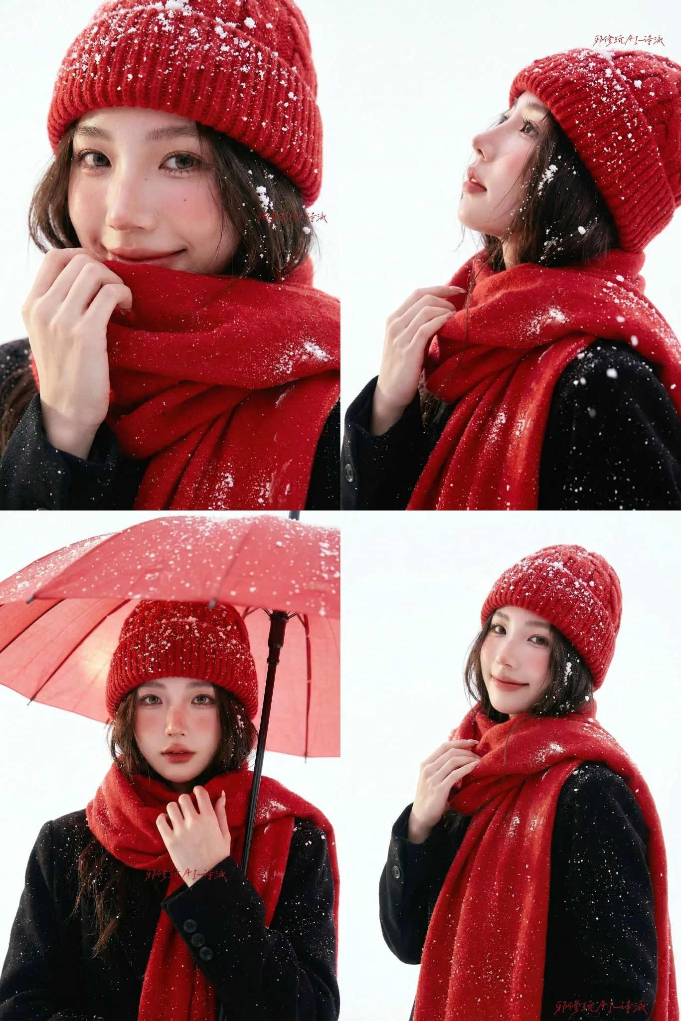 ภาพพอร์เทรตสตูดิโอคริสต์มาส: หญิงสาวเอเชียในบรรยากาศหนาว 1