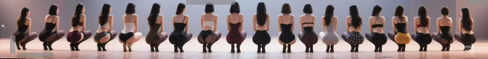 หญิงสาวหลายคนหมอบบนเวที 1
