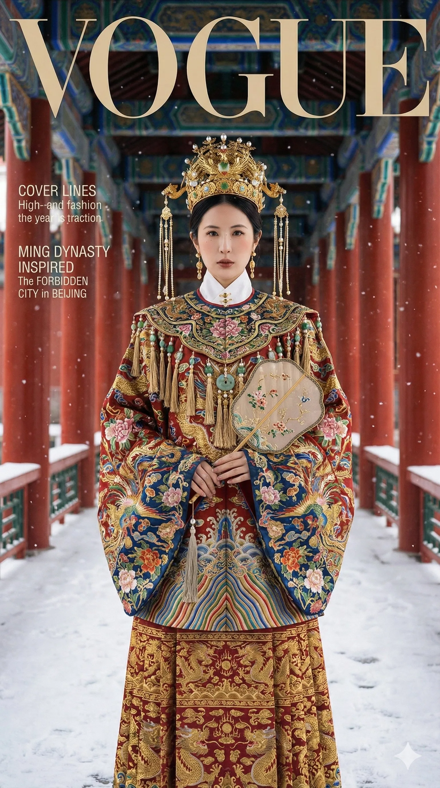 หญิงจีนในชุดฮั่นฝู ถ่ายแบบปกนิตยสาร ณ พระราชวังต้องห้าม 1