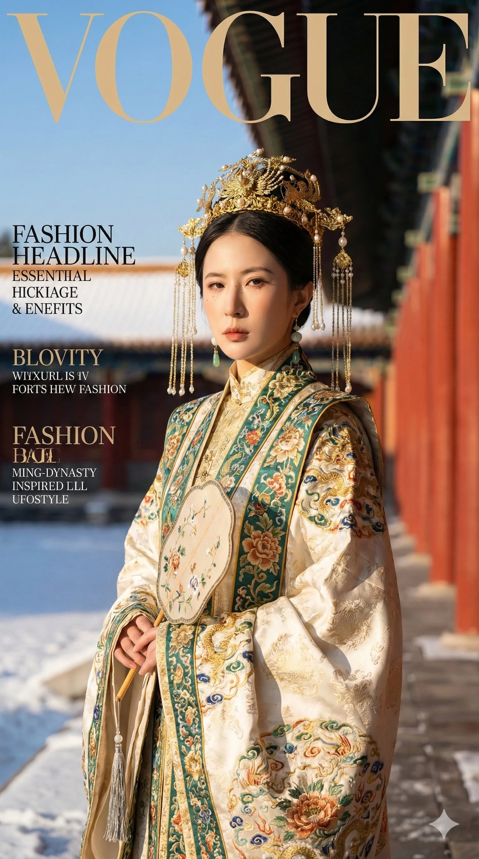 หญิงจีนในชุดฮั่นฝู ถ่ายแบบปกนิตยสาร ณ พระราชวังต้องห้าม 2