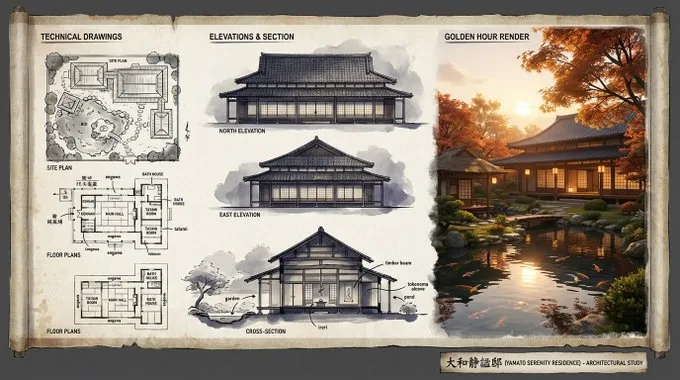 พรีเซนเทชั่นสถาปัตยกรรม: บ้านพักอาศัย 1
