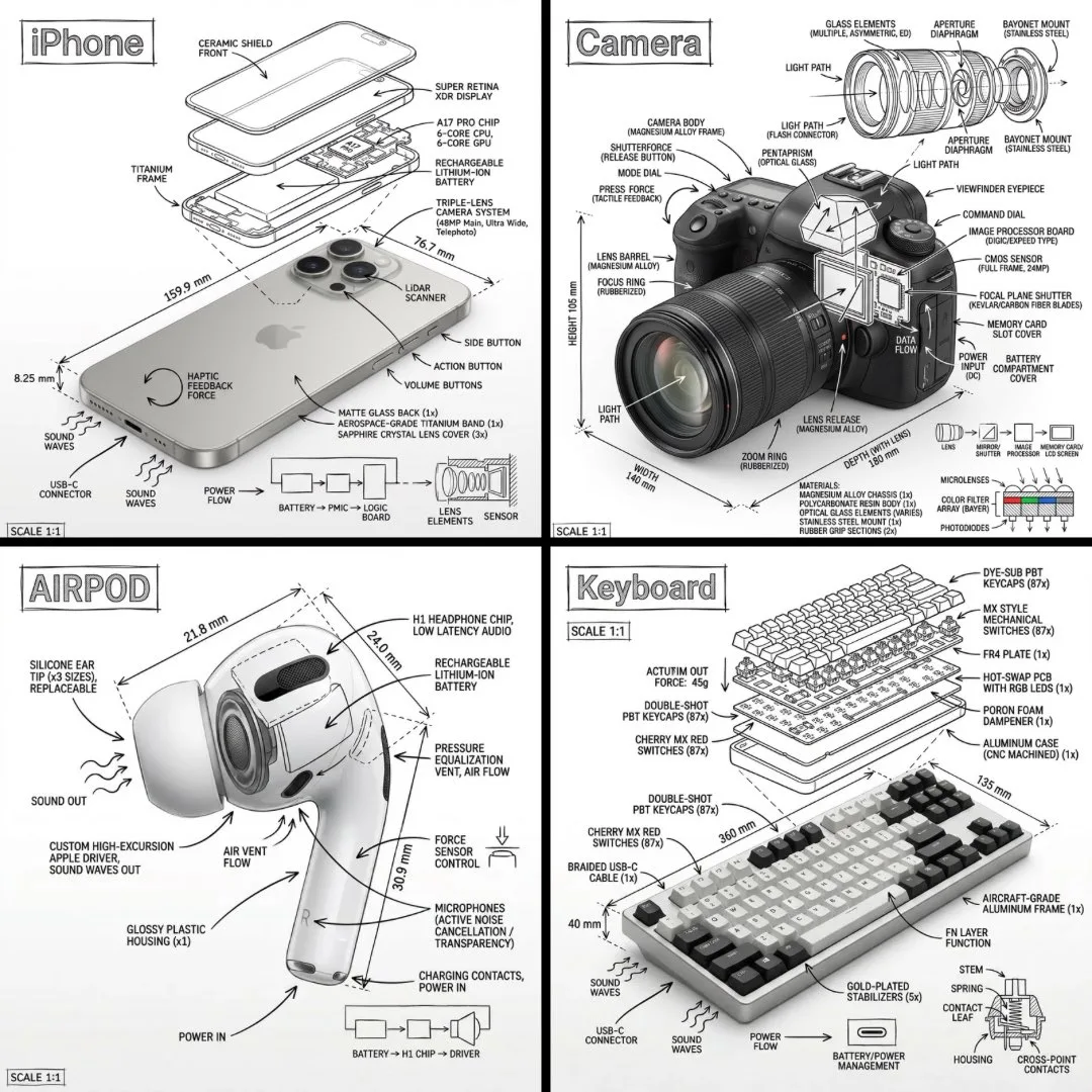 ภาพอินโฟกราฟิกอุปกรณ์เทคโนโลยีพื้นหลังขาว 1