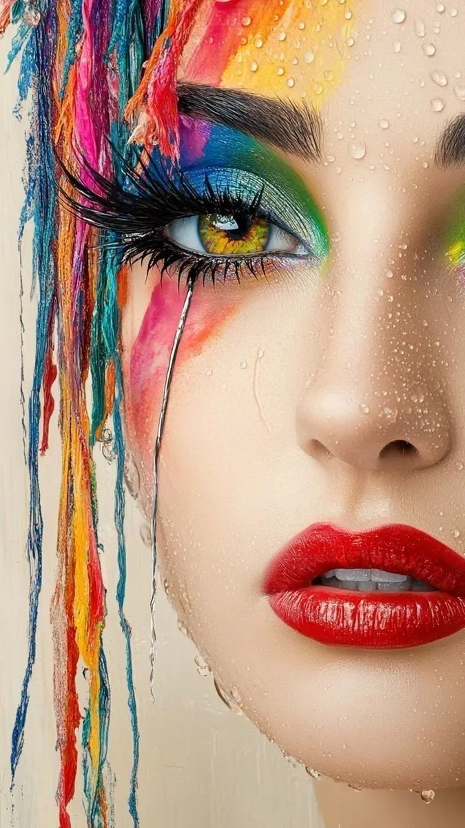 ใบหน้าหญิงสาวกับสีรุ้งหยดย้อย 1