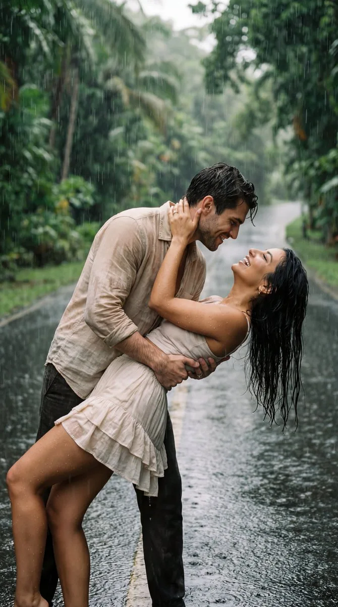 คู่รักเต้นรำกลางสายฝนฉ่ำป่าสไตล์หนังโรแมนติก 1