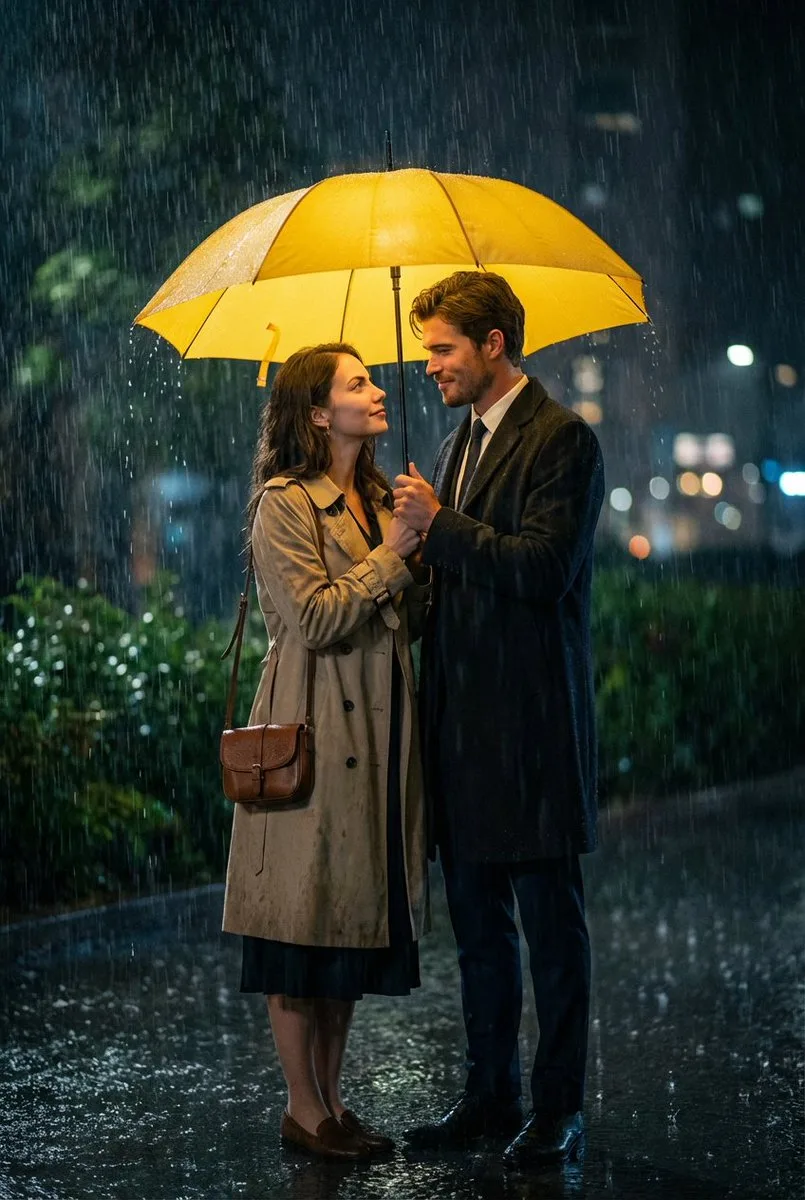 ค่ำคืนฝนตก: มองตากันใต้ร่มเหลืองอันอบอุ่น 1