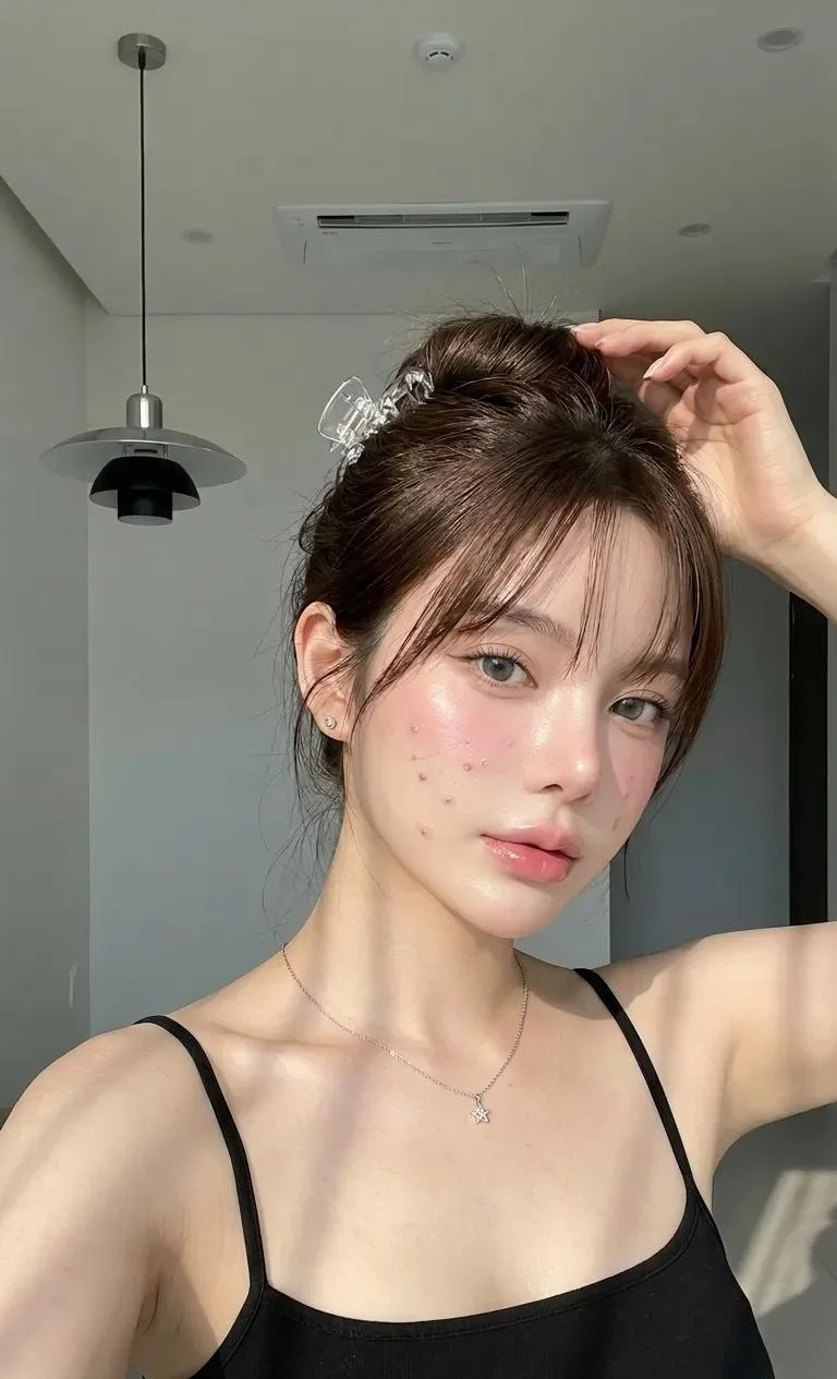 เซลฟี่สาวผิวแก้วมินิมอลในร่ม 1