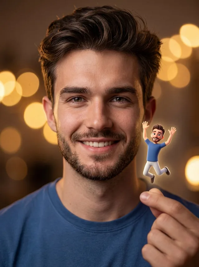 ชายหนุ่มกับตัวการ์ตูน Pixar จิ๋วบนปลายนิ้ว