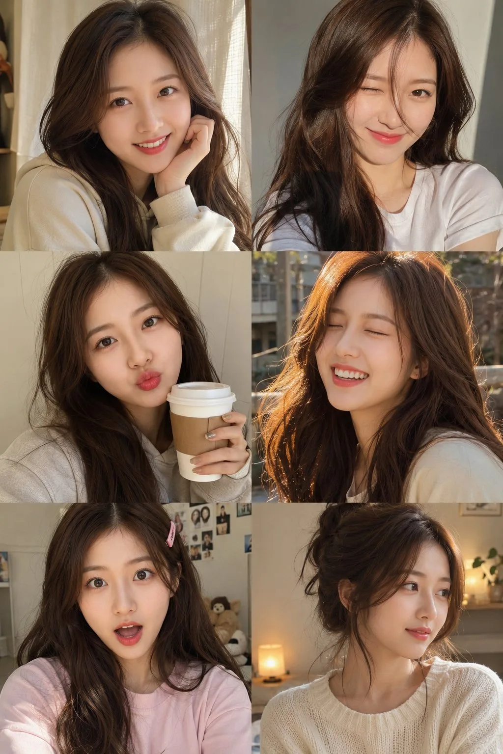 ภาพปะติด 6 ช่อง สาวสวยเซลฟี่สไตล์สมจริง 1