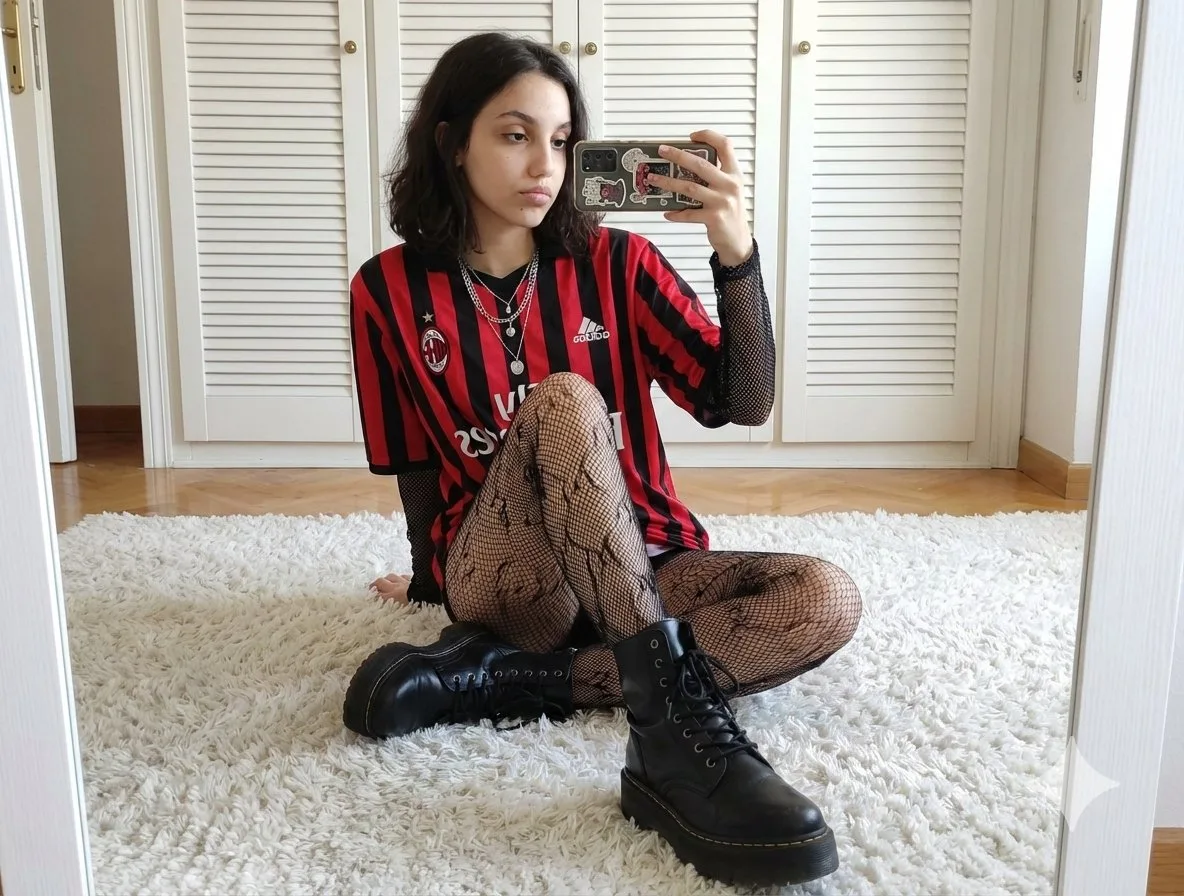 เซลฟี่สาวแซ่บชุดกีฬา ขาวดำบนพรม 1