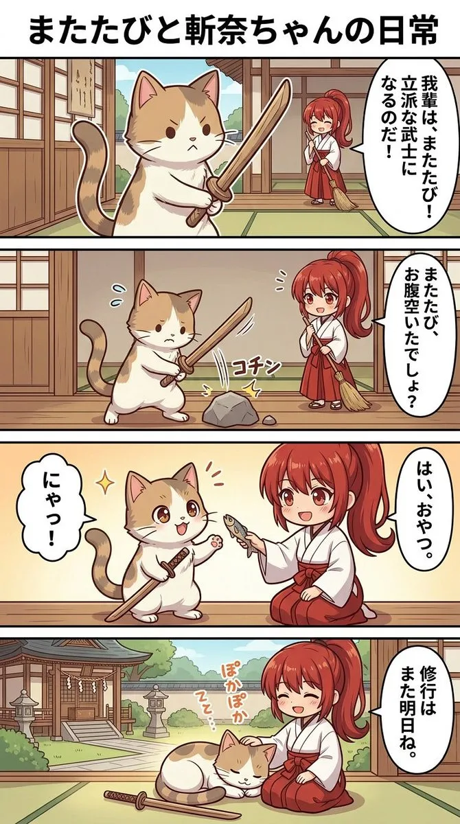 เรื่องราวอบอุ่นของสาวผมแดงกับแมว: 4 ช่องจบ 1