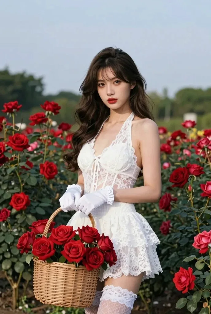 สาวลูกไม้ขาวในสวนกุหลาบแดง: เปลี่ยนท่าโพส 1