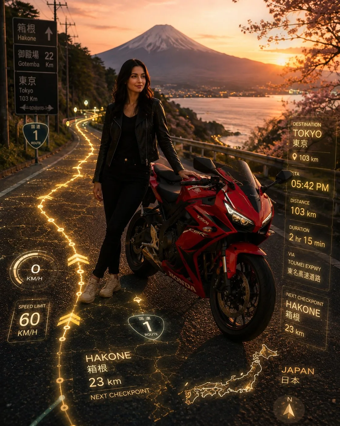โปสเตอร์ผจญภัยรถสปอร์ตบนถนนภูเขาญี่ปุ่น 1