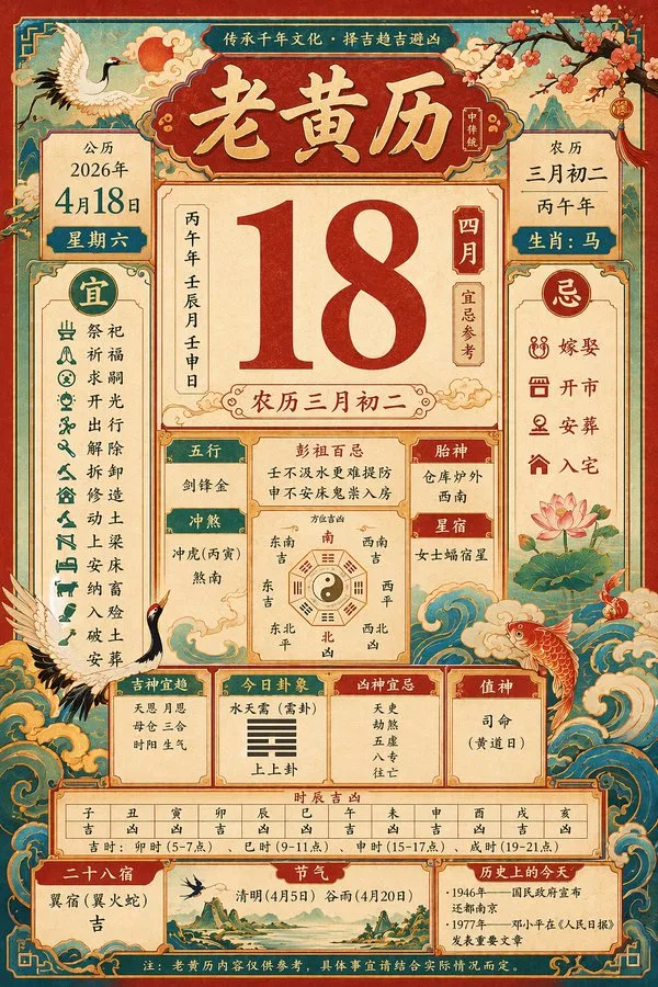 ปฏิทินโบราณ 18 เมษายน 2569 1