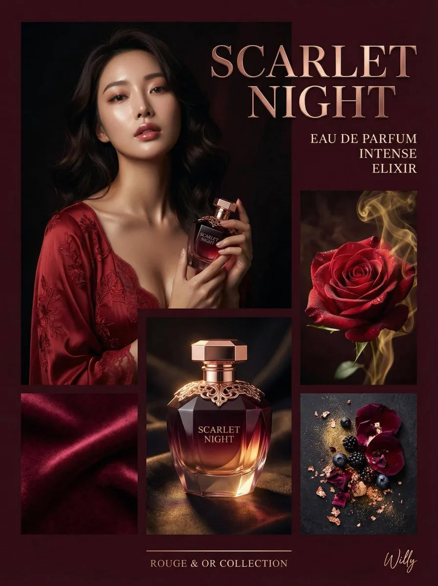 แคมเปญน้ำหอม SCARLET NIGHT สไตล์ K-Fashion 4 ช่อง 1