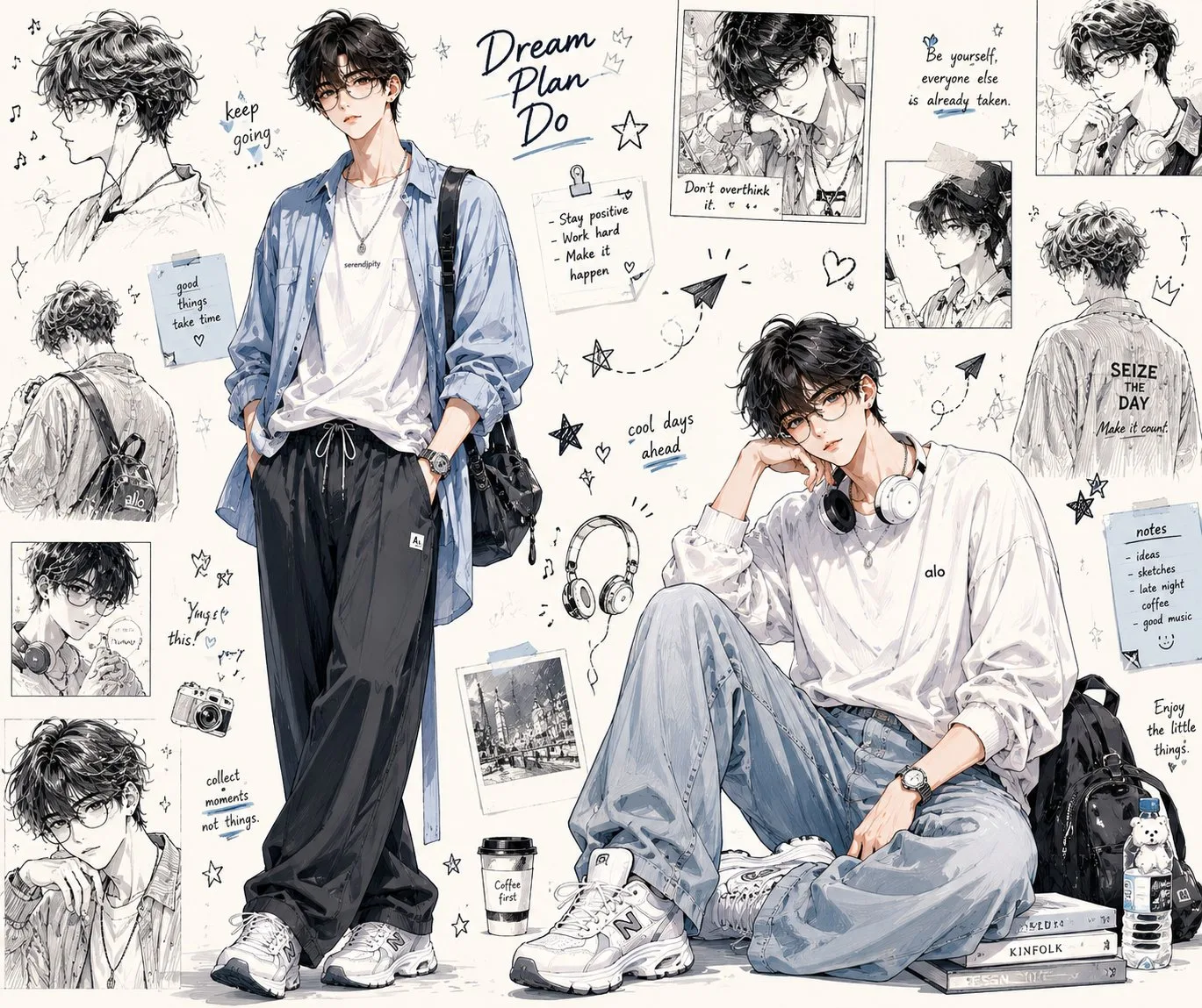 มูดบอร์ดแฟชั่นอนิเมะเด็กชายเกาหลีสุดชิค 2