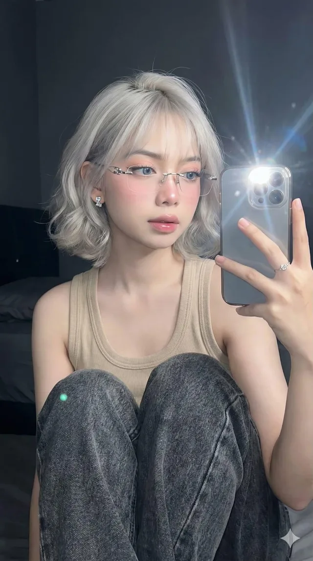 เซลฟี่สาวน้อย โทนเทาเงินละมุน แสงนุ่มนวล