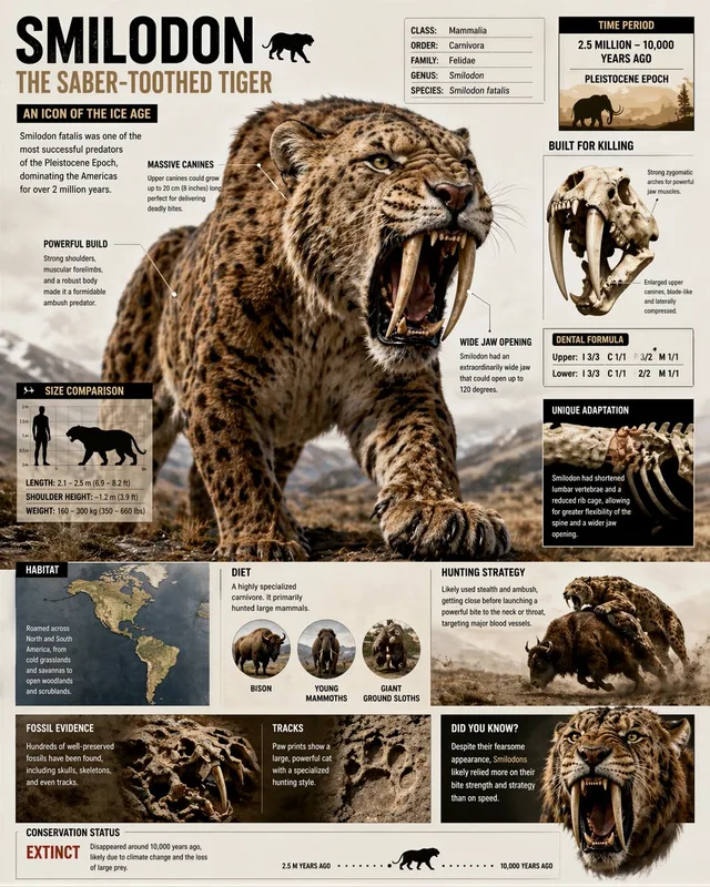 อินโฟกราฟิกเสือเขี้ยวดาบ: สุดยอดสารานุกรมวิทยาศาสตร์