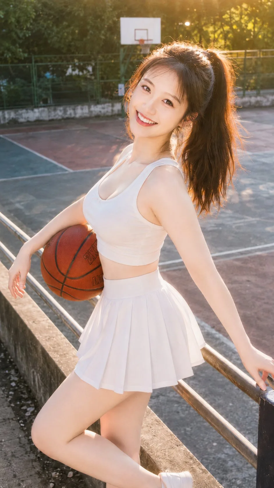 สาวนักกีฬาพลังสดใสสไตล์ CCD บนสนามบาสเกตบอล 1
