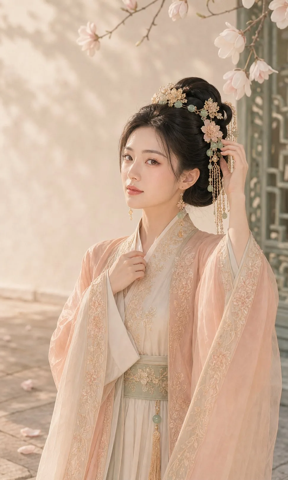 โปสเตอร์หญิงสาวโบราณ: งานเลี้ยงวสันต์ ดอกไม้และเงา 1