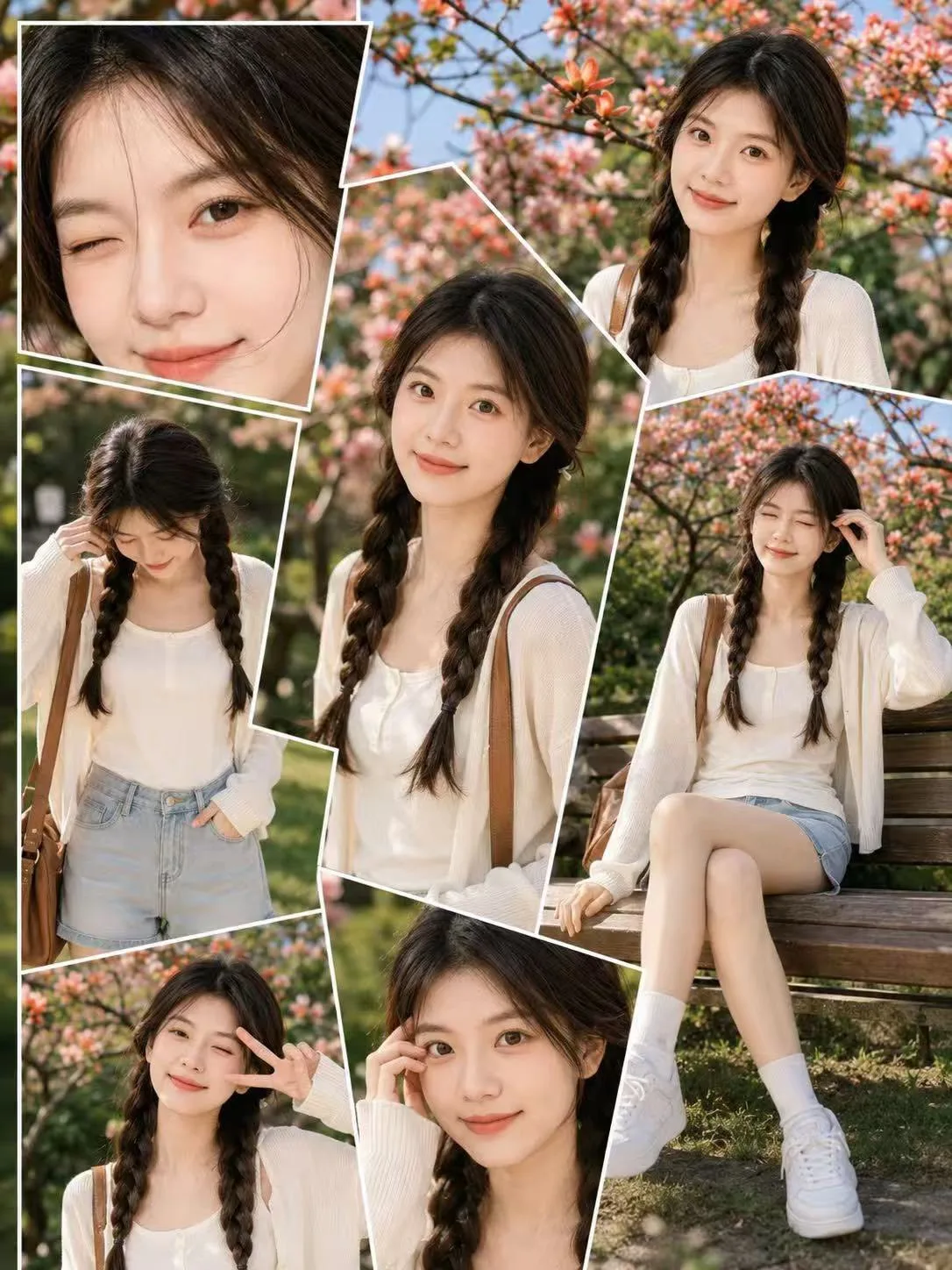 คอลลาจภาพบุคคลกลางแจ้งฤดูใบไม้ผลิสุดหวาน 1