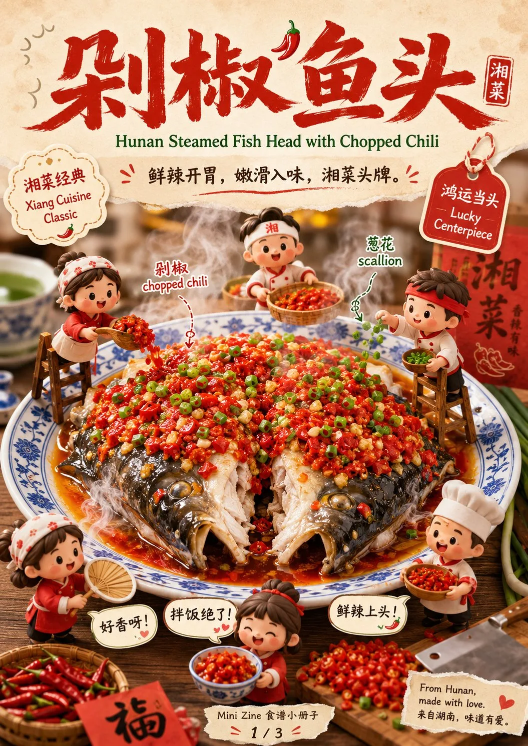 โปสเตอร์อาหารจิ๋วสุดน่ารัก: หัวปลาพริกสับ 1