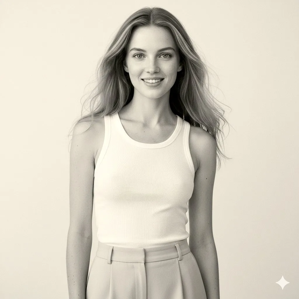 ภาพขาวดำในสตูดิโอ: รอยยิ้มหวานของสาวน้อย 1