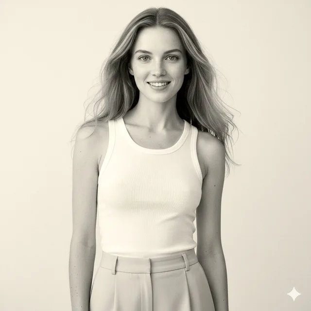 ภาพขาวดำในสตูดิโอ: รอยยิ้มหวานของสาวน้อย