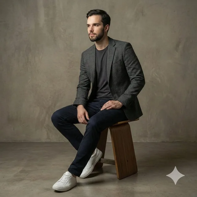 ภาพชายหนุ่มสุดหล่อในสตูดิโอ สไตล์ Photorealistic