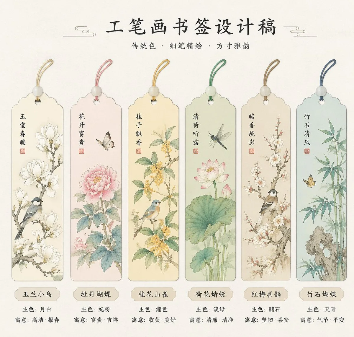 ที่คั่นหนังสือภาพกงบี่งดงามสไตล์จีน 1