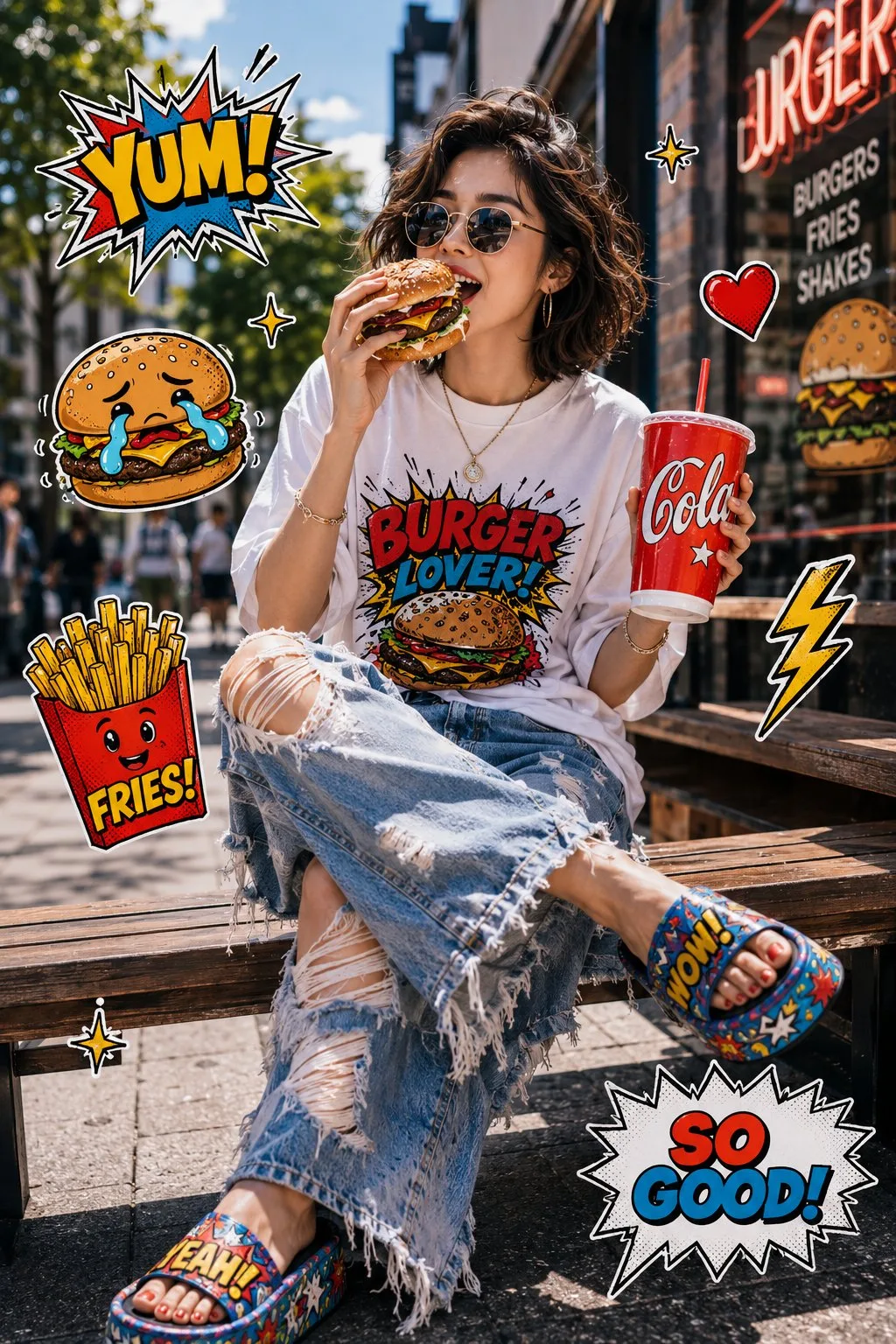 สาวเอเชียสุดป๊อปอาร์ตกินเบอร์เกอร์ 1
