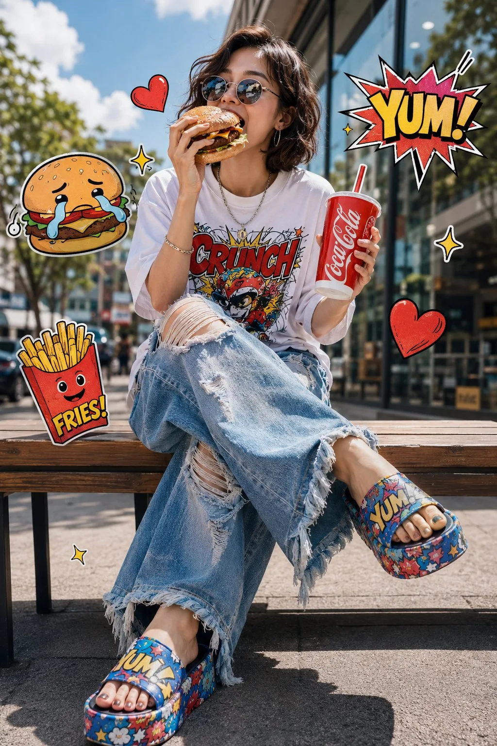 สาวเอเชียสุดป๊อปอาร์ตกินเบอร์เกอร์ 2