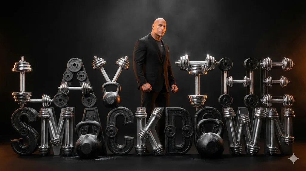 The Rock: "LAY THE SMACKDOWN" ประติมากรรมอุปกรณ์ฟิตเนส 1