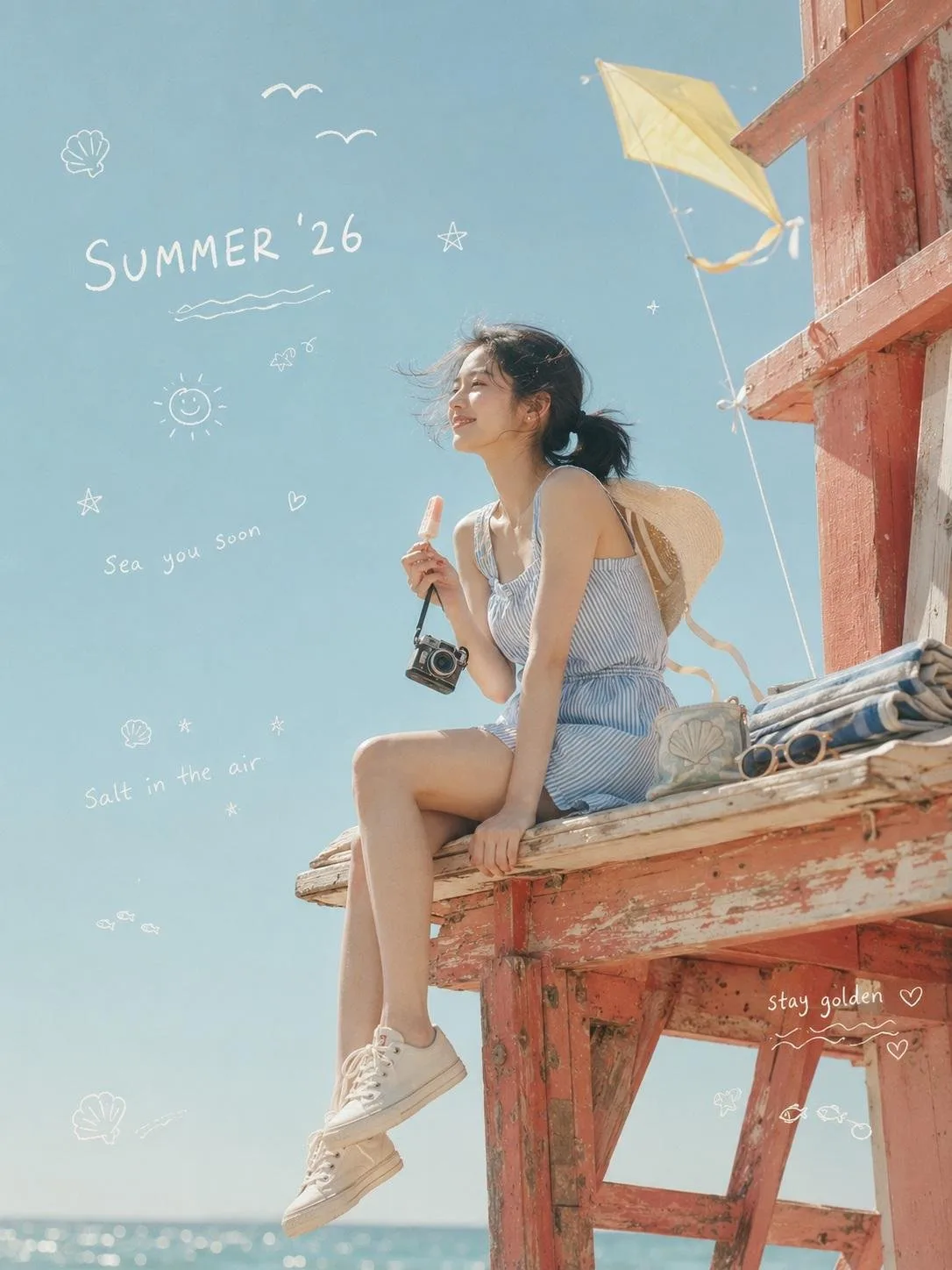 สาวเกาหลีกับหอคอยช่วยชีวิตสีชมพูในฤดูร้อนปี 26 1