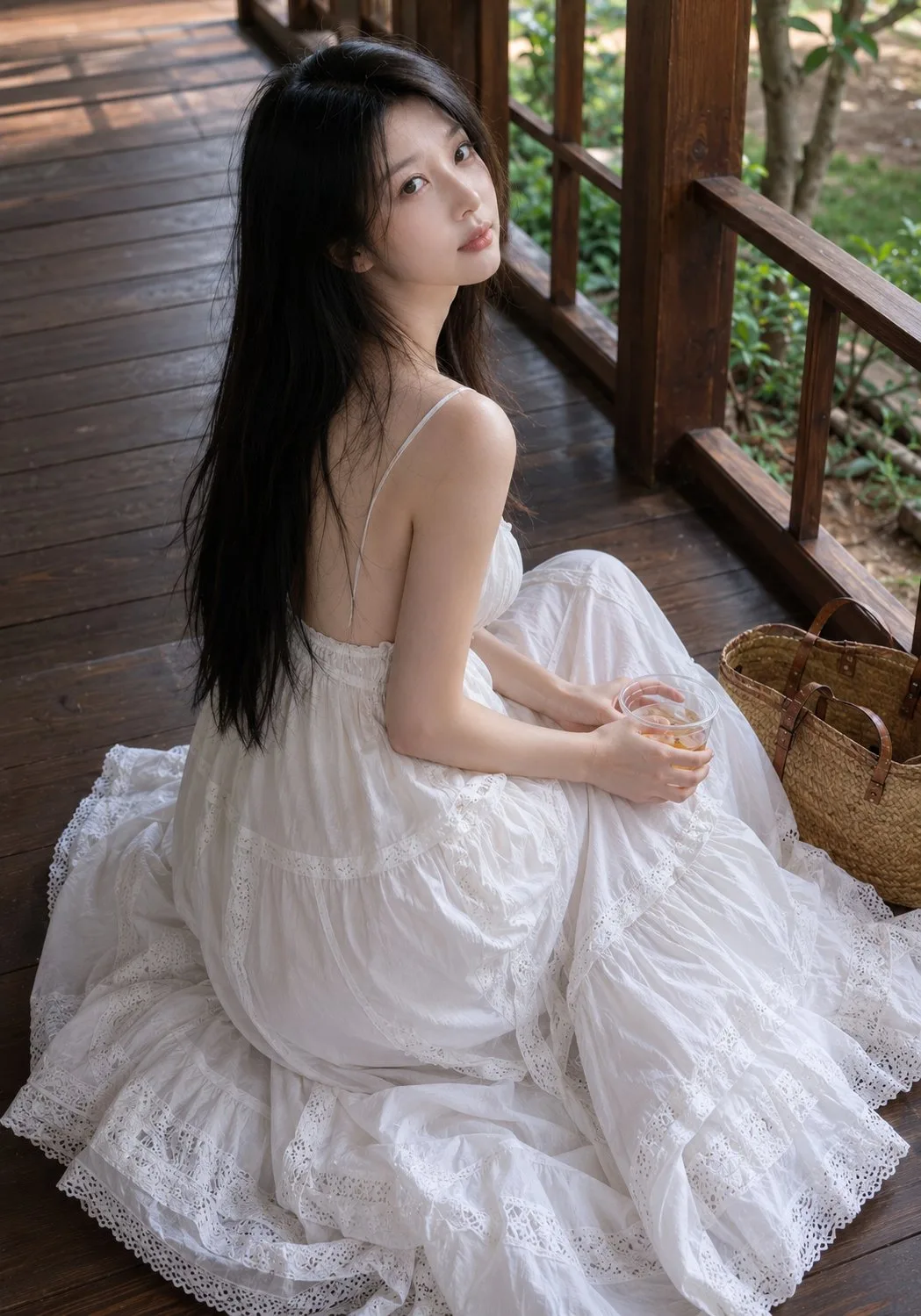 สาวชุดขาวในสวนไม้สไตล์ฤดูร้อน 1